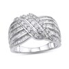 Thumbnail Image 1 of Previously Owned - 1 CT. T.W. Baguette and Round Diamond Multi-Row Crossover Ring in 10K White Gold