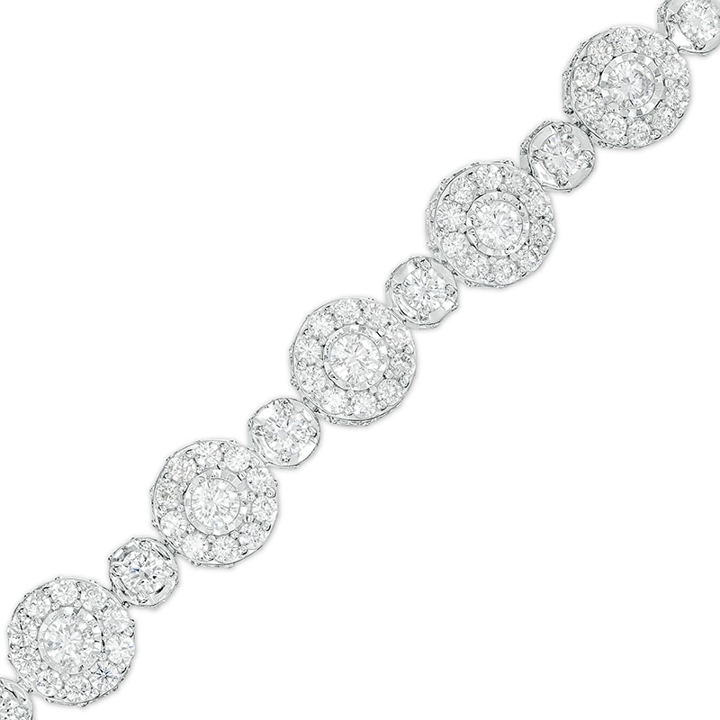 Main Image 1 of Previously Owned - 10 CT. T.W. Diamond Frame Alternating Line Bracelet in 10K White Gold