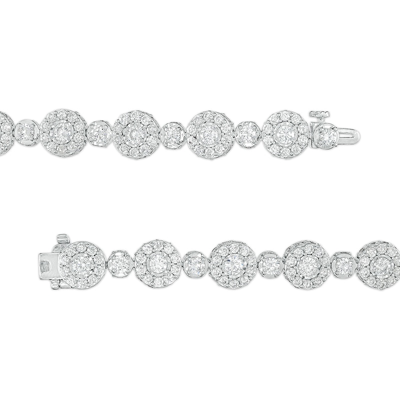 Main Image 3 of Previously Owned - 10 CT. T.W. Diamond Frame Alternating Line Bracelet in 10K White Gold