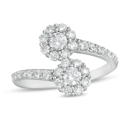 Previously Owned - 1 CT. T.W.  Lab-Grown Diamond Bypass Ring in 14K White Gold (F/SI2)