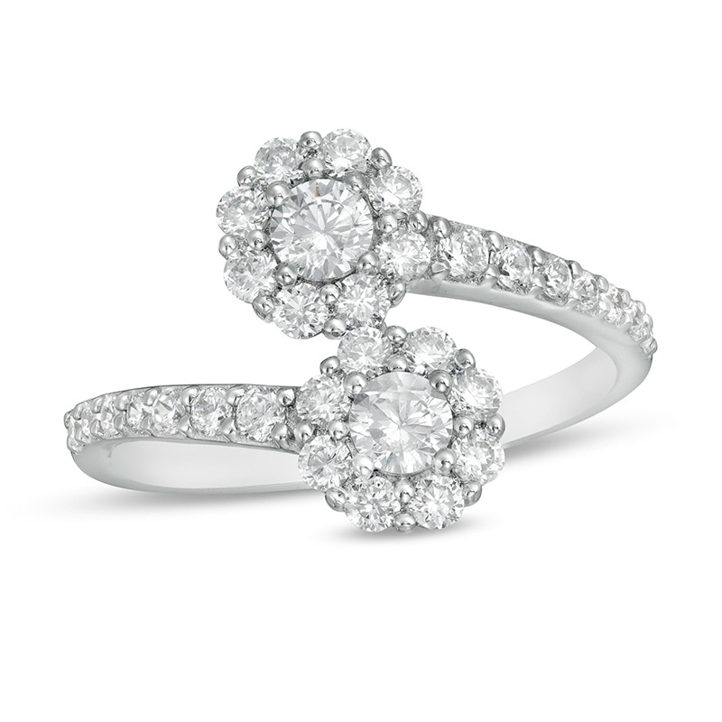 Main Image 1 of Previously Owned - 1 CT. T.W.  Lab-Grown Diamond Bypass Ring in 14K White Gold (F/SI2)