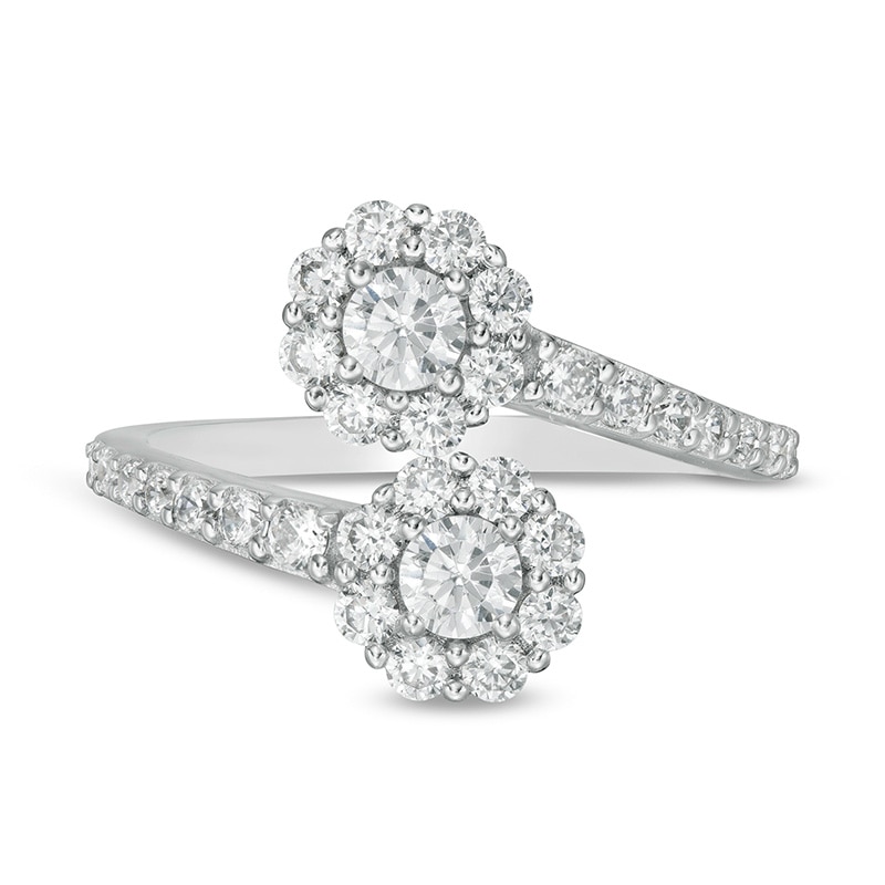 Main Image 4 of Previously Owned - 1 CT. T.W.  Lab-Grown Diamond Bypass Ring in 14K White Gold (F/SI2)