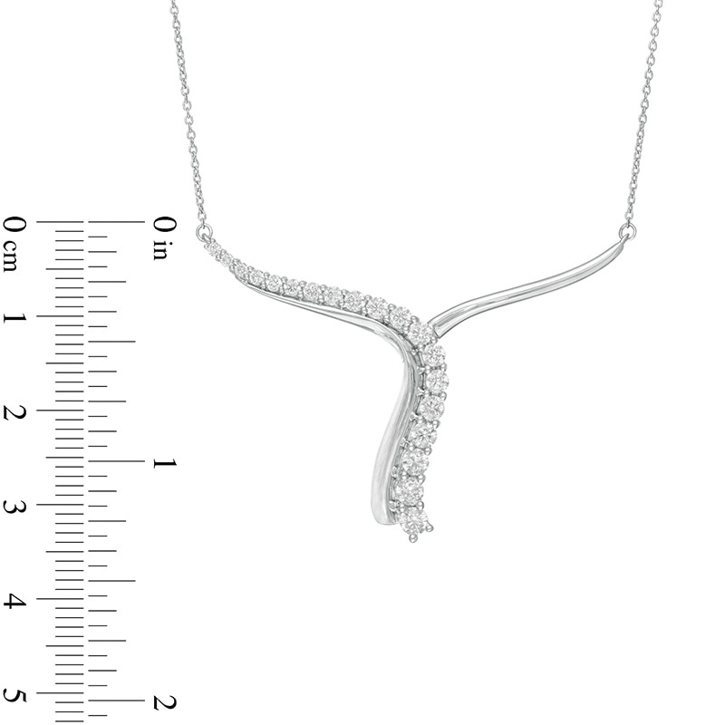 Previously Owned - 1 CT. T.W.  Lab-Created Diamond Abstract "Y" Necklace in 14K White Gold (F/SI2)