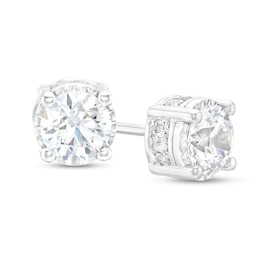Previously Owned - 2 CT. T.W.  Lab-Grown Diamond Solitaire Hidden Frame Stud Earrings in 10K White Gold (I/I1)