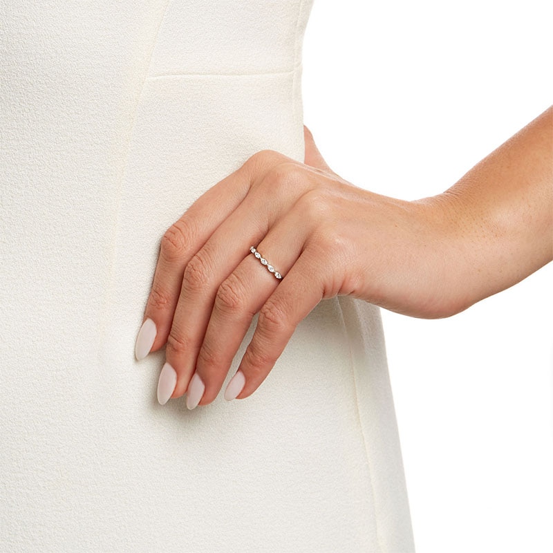 Main Image 2 of Previously Owned - Kleinfeld® x Peoples 1/2 CT. T.W. Marquise Lab-Grown Diamond Eight Stone Band in Platinum