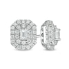 Thumbnail Image 1 of Previously Owned - 1 CT. T.W.  Emerald-Cut Lab-Grown Diamond Octagonal Double Frame Stud Earrings in 14K White Gold
