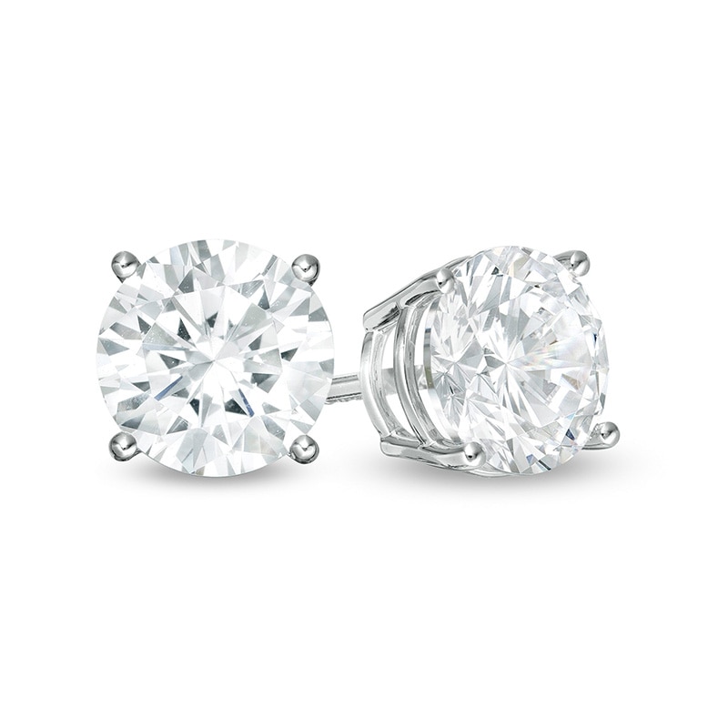 Main Image 1 of Previously Owned - 2 CT. T.W.  Lab-Grown Diamond Solitaire Stud Earrings in 14K White Gold (F/SI2)