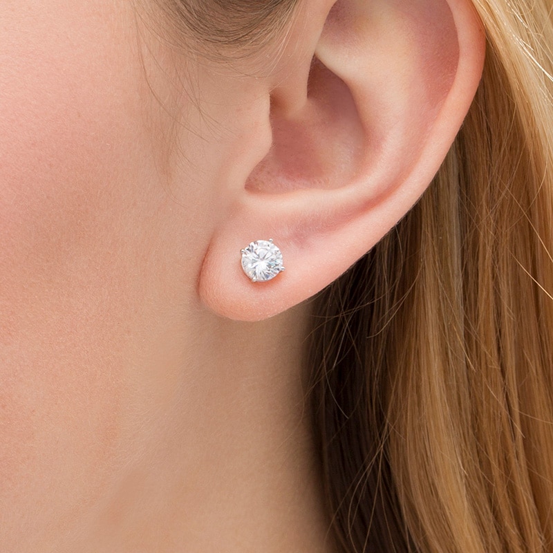 Main Image 2 of Previously Owned - 2 CT. T.W.  Lab-Grown Diamond Solitaire Stud Earrings in 14K White Gold (F/SI2)