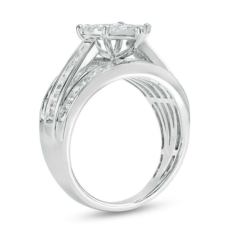 Main Image 3 of Previously Owned - 1-1/2 CT. T.W. Marquise Multi-Diamond Triple Row Engagement Ring in 10K White Gold