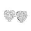 Thumbnail Image 1 of Previously Owned - 1/2 CT. T.W. Multi-Diamond Heart-Shaped Cluster Stud Earrings in 10K White Gold
