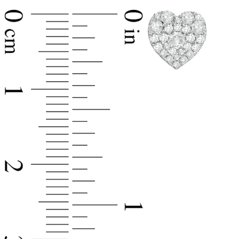 Main Image 2 of Previously Owned - 1/2 CT. T.W. Multi-Diamond Heart-Shaped Cluster Stud Earrings in 10K White Gold