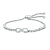Thumbnail Image 1 of Previously Owned - 1/6 CT. T.W. Diamond Infinity Loop Adjustable Bolo Bracelet in Sterling Silver - 9.5"