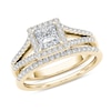 Thumbnail Image 1 of Previously Owned - 1 CT. T.W. Princess-Cut Diamond Frame Split Shank Bridal Set in 14K Gold