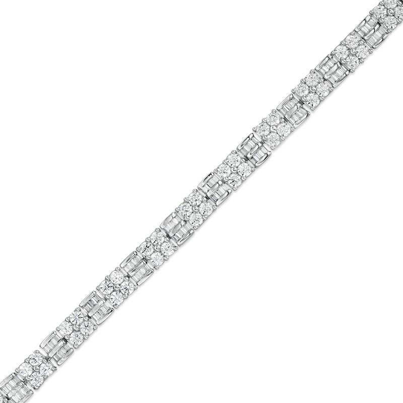 Main Image 1 of Previously Owned - 5 CT. T.W. Quad Baguette and Round Diamond Bracelet in 10K White Gold - 7.5"