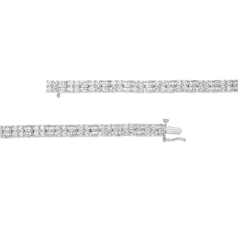 Main Image 3 of Previously Owned - 5 CT. T.W. Quad Baguette and Round Diamond Bracelet in 10K White Gold - 7.5"