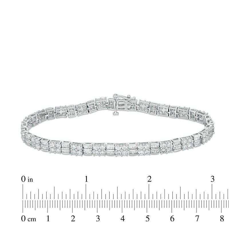 Main Image 4 of Previously Owned - 5 CT. T.W. Quad Baguette and Round Diamond Bracelet in 10K White Gold - 7.5"