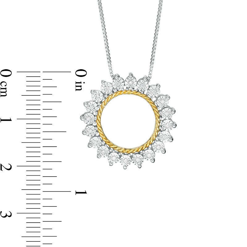 Main Image 3 of Previously Owned - 1/20 CT. T.W. Diamond Sun Outline Pendant in Sterling Silver and 14K Gold Plate