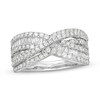 Thumbnail Image 1 of Previously Owned - 1 CT. T.W. Diamond Multi-Row Layered Criss-Cross Ring in 10K White Gold