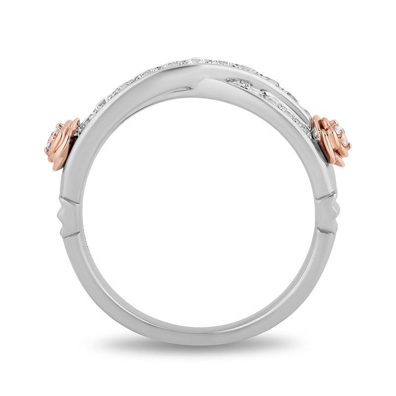 Main Image 3 of Previously Owned - Enchanted Disney Belle 1/3 CT. Diamond Twist Anniversary Band in 14K Two-Tone Gold