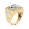 Thumbnail Image 2 of Previously Owned - 1-3/8 CT. T.W. Square-Shaped Multi-Diamond Frame Ribbed Side Accent Ring in 10K Two-Tone Gold