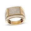 Thumbnail Image 1 of Previously Owned - 2-1/4 CT. T.W. Rectangular Multi-Diamond Stepped Border Etched Greek Key Edge Ring in 10K Gold