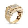 Thumbnail Image 2 of Previously Owned - 2-1/4 CT. T.W. Rectangular Multi-Diamond Stepped Border Etched Greek Key Edge Ring in 10K Gold