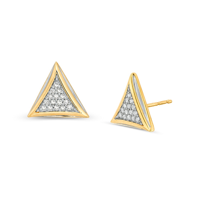 Main Image 1 of Previously Owned - Men's 1/5 CT. T.W. Diamond Pavé Triangular Stud Earrings in 10K Gold