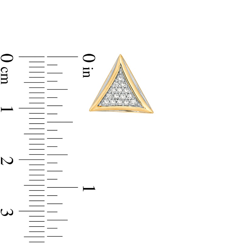 Main Image 3 of Previously Owned - Men's 1/5 CT. T.W. Diamond Pavé Triangular Stud Earrings in 10K Gold