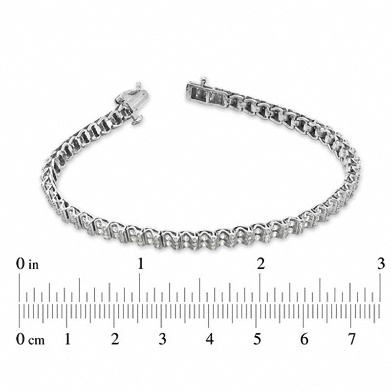 Main Image 2 of Previously Owned - 1-1/2 CT. T.W. Diamond Bar Bracelet in 10K White Gold - 7.25"
