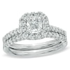 Thumbnail Image 1 of Previously Owned - 5/8 CT. T.W. Cushion-Cut Diamond Frame Bridal Set in 14K White Gold