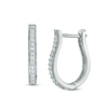 Thumbnail Image 1 of Previously Owned - 1/5 CT. T.W. Diamond Oval Huggie Hoop Earrings in 10K White Gold