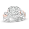 Thumbnail Image 1 of Previously Owned - 1-1/2 CT. T.W. Composite Diamond Square Frame Twist Shank Bridal Set in 14K Two-Tone Gold