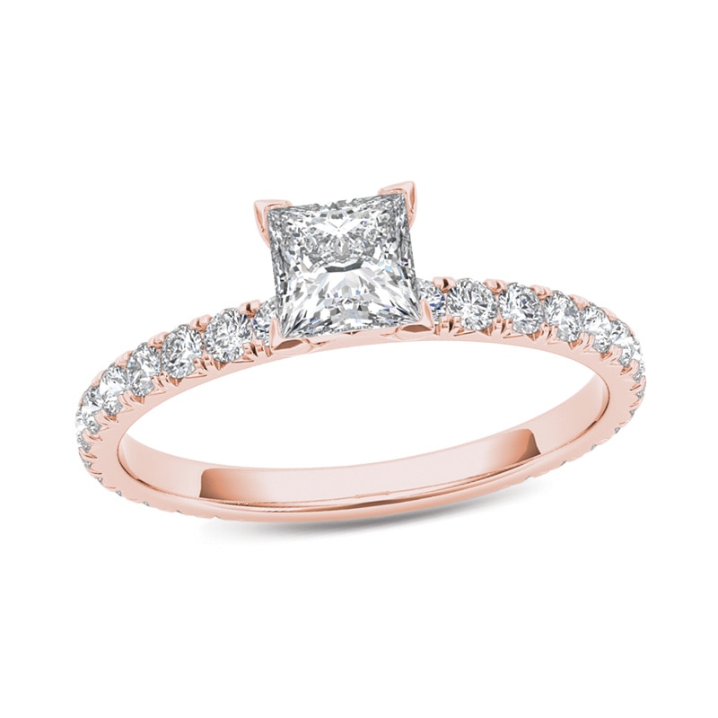 Main Image 1 of Previously Owned - 1 CT. T.W. Princess-Cut Diamond Engagement Ring in 14K Rose Gold