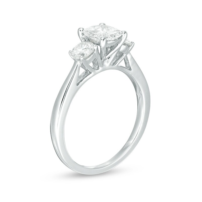 Main Image 2 of Previously Owned - 1 CT. T.W. Composite Diamond Oval Three Stone Engagement Ring in 14K White Gold