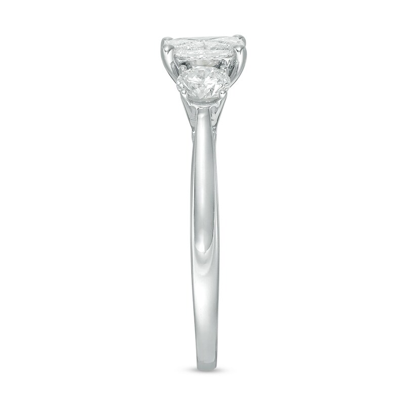 Main Image 4 of Previously Owned - 1 CT. T.W. Composite Diamond Oval Three Stone Engagement Ring in 14K White Gold