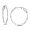 Thumbnail Image 1 of Previously Owned - 1 CT. T.W. Diamond Inside-Out Hoop Earrings in 10K White Gold