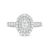 Thumbnail Image 4 of Previously Owned - 1-1/2 CT. T.W.  Oval Lab-Grown Diamond Double Frame Engagement Ring in 14K White Gold (F/VS2)