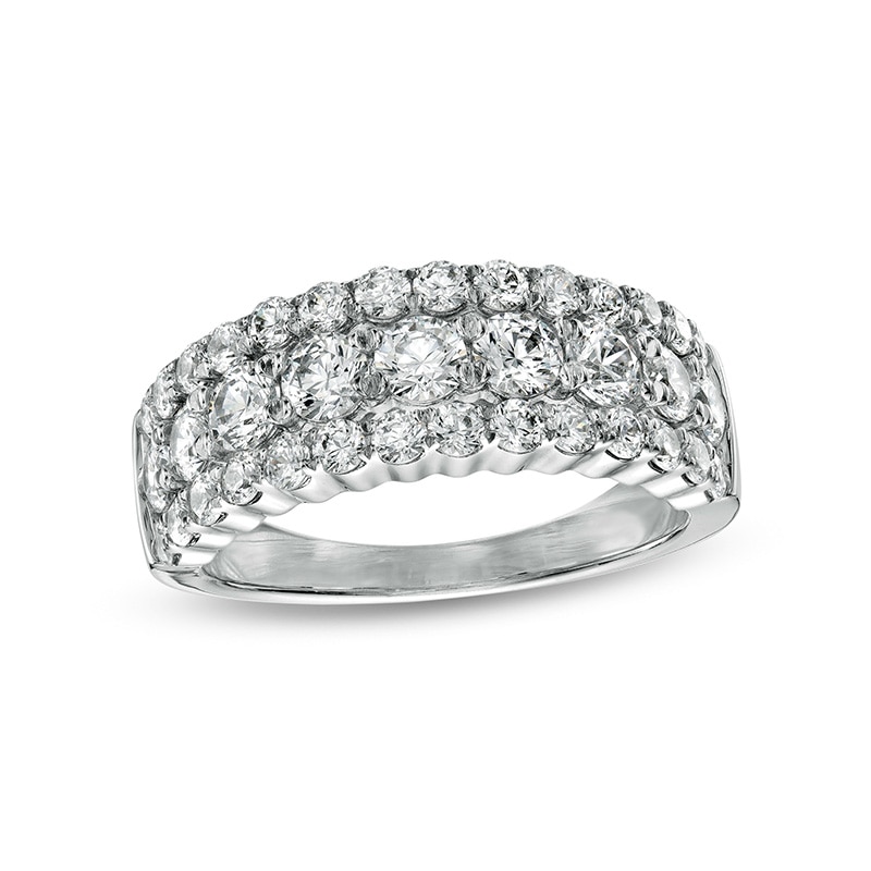 Main Image 1 of Previously Owned - 2 CT. T.W. Diamond Multi-Row Anniversary Ring in 14K White Gold
