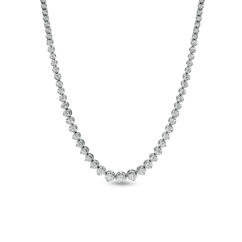 Main Image 1 of Previously Owned - 4 CT. T.W. Diamond Graduate Riviera Necklace in 10K White Gold – 17"