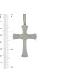 Thumbnail Image 2 of Previously Owned - 2 CT. T.W. Baguette and Round Diamond Circle center Flared Cross Necklace Charm in 10K Gold