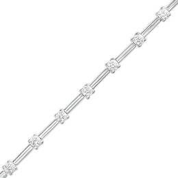 Previously Owned - 1 CT. T.W. Diamond Alternating Line Bracelet in 10K White Gold