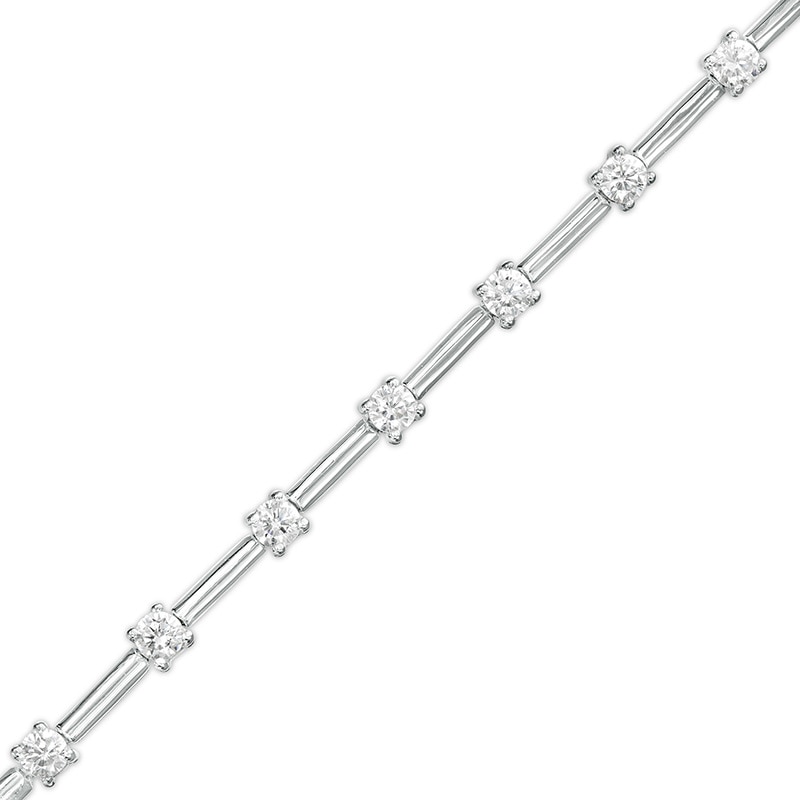Main Image 1 of Previously Owned - 1 CT. T.W. Diamond Alternating Line Bracelet in 10K White Gold
