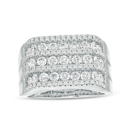 Previously Owned - 2 CT. T.W. Diamond Multi-Row Rectangle-Top Ring in 10K White Gold