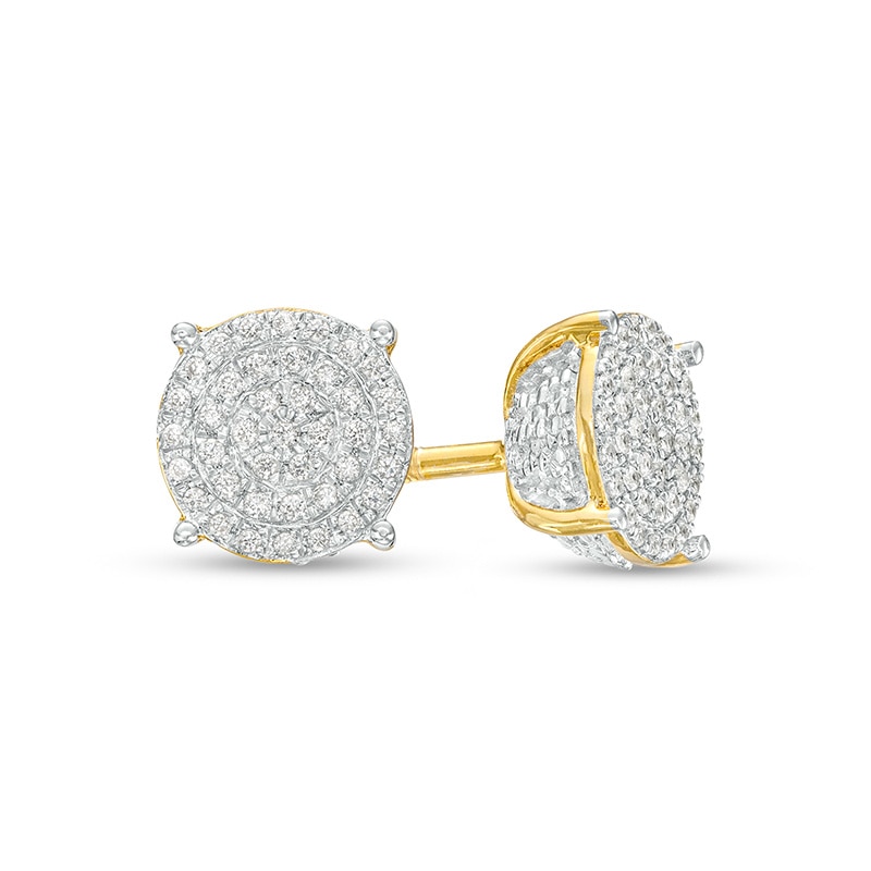 Previously Owned - Men's 1/4 CT. T.W. Multi-Diamond Stud Earrings in 10K Gold