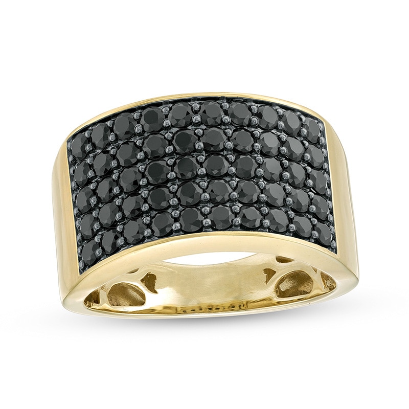 Main Image 1 of Previously Owned - 2 CT. T.W. Black Diamond Multi-Row Ring in 10K Gold