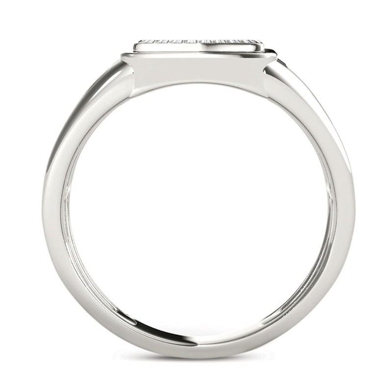 Main Image 3 of Previously Owned - Men's 1/5 CT. T.W. Composite Diamond Square Signet Ring in 14K White Gold