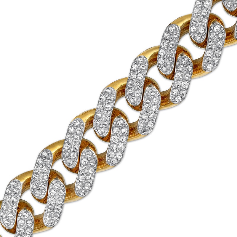 Main Image 1 of Previously Owned - 1-3/8 CT. T.W. Diamond Curb Chain Bracelet in Hollow 10K Gold - 8.5"