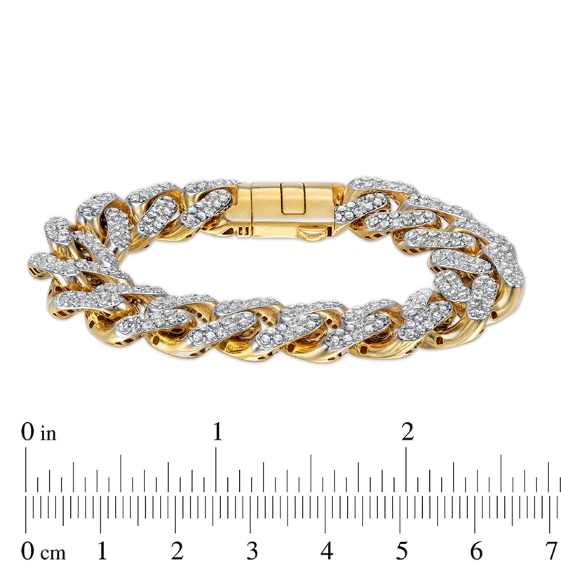 Main Image 4 of Previously Owned - 1-3/8 CT. T.W. Diamond Curb Chain Bracelet in Hollow 10K Gold - 8.5"
