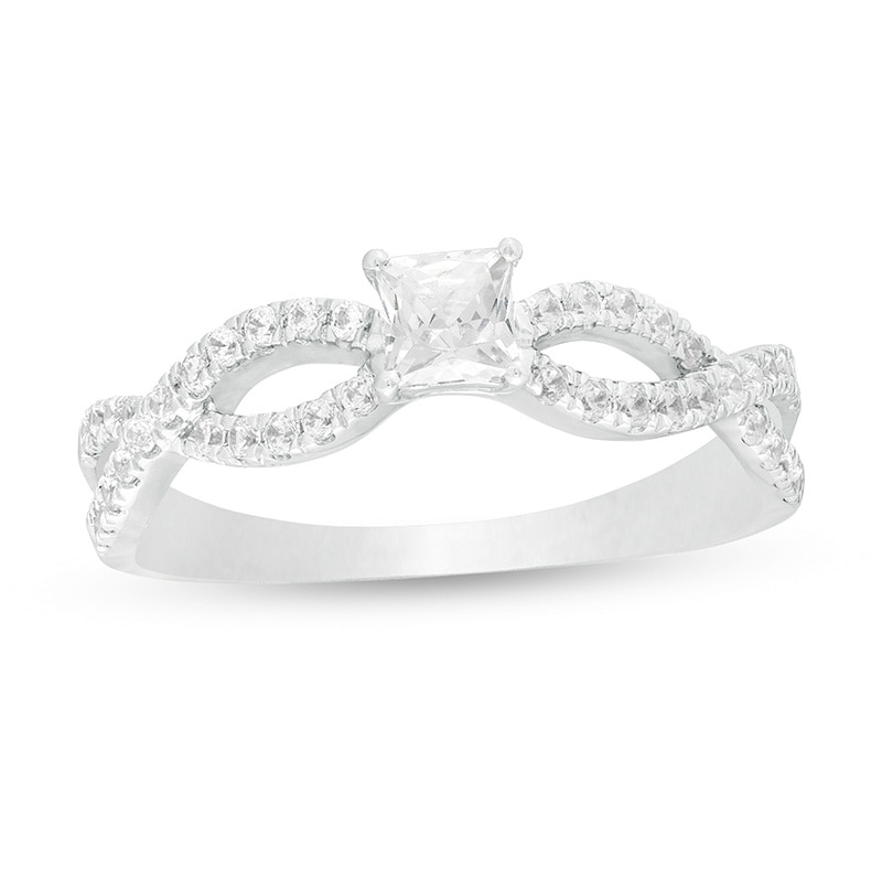 Main Image 1 of Previously Owned - 1/2 CT. T.W. Princess-Cut Diamond Infinity Twist Shank Engagement Ring in 10K White Gold