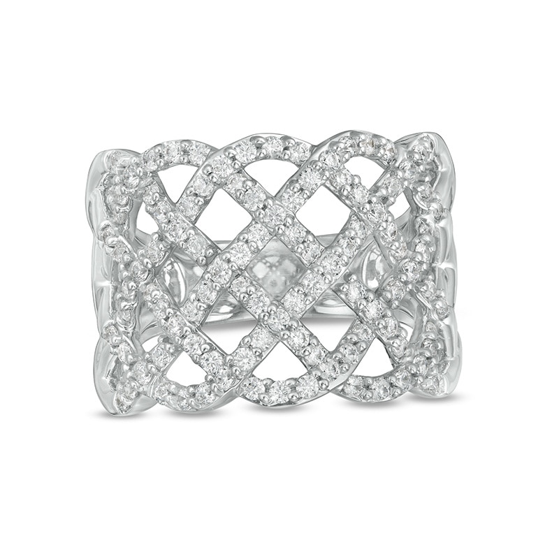 Main Image 1 of Previously Owned - 1 CT. T.W.  Lab-Grown Diamond Lattice Ring in 14K White Gold (F/SI2)